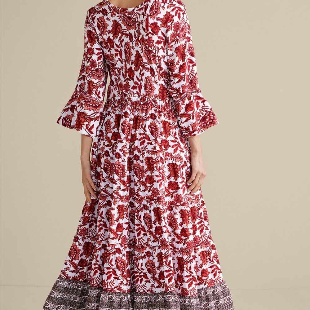 Soft Surroundings Red and White Ruffled Tiered Sundress - Picture 2 of 6